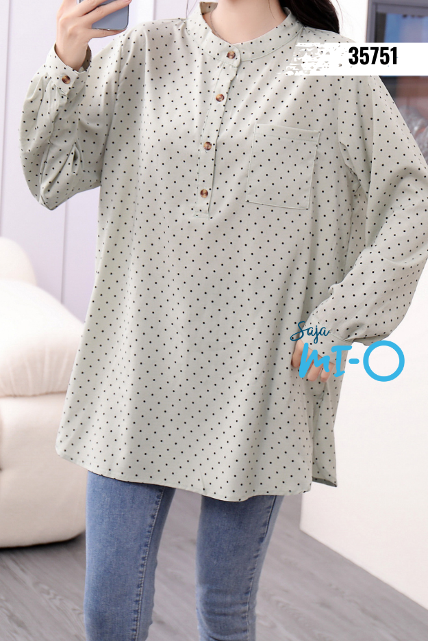 Large Leaves and Small Polka Dots Design Top