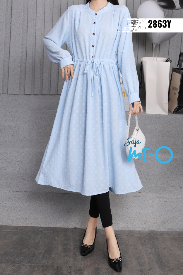 Simple Drawstring Mid-Length Dress