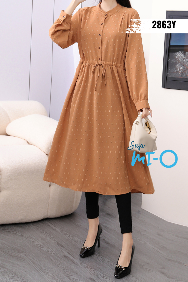Simple Drawstring Mid-Length Dress