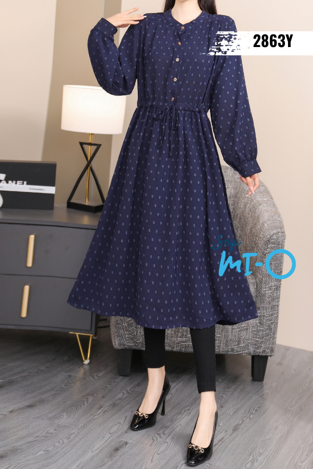 Simple Drawstring Mid-Length Dress