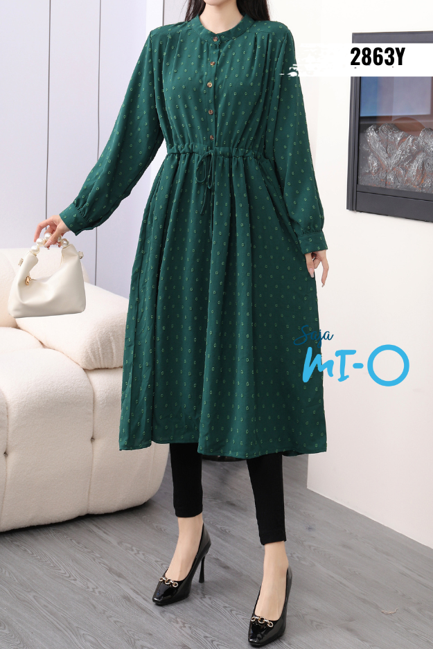 Simple Drawstring Mid-Length Dress