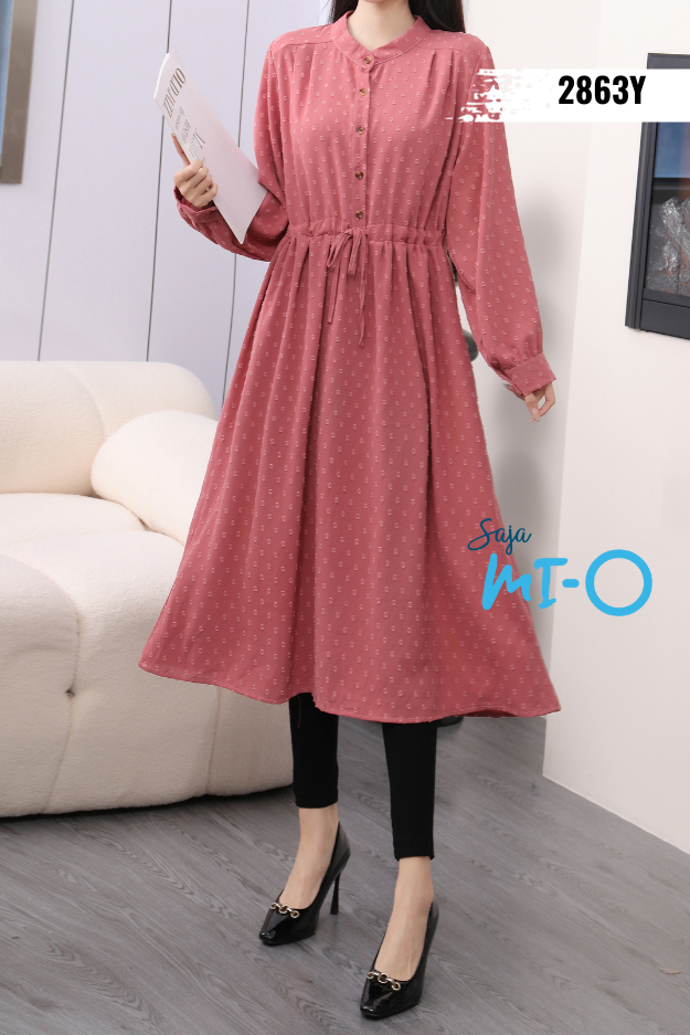 Simple Drawstring Mid-Length Dress