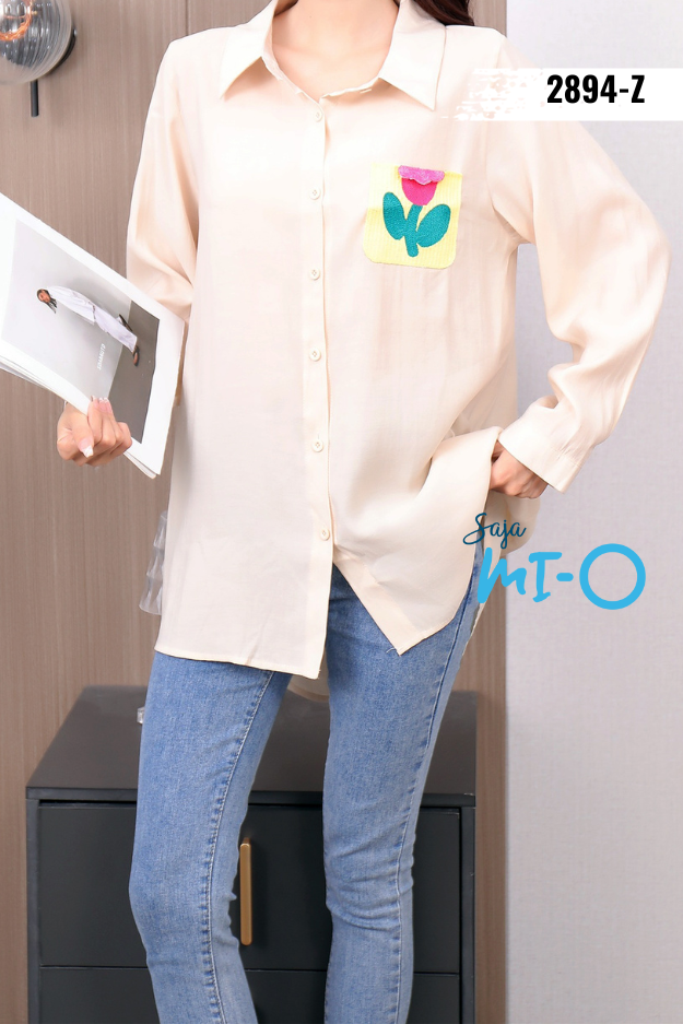 Pink Floral Single Pocket Shirt