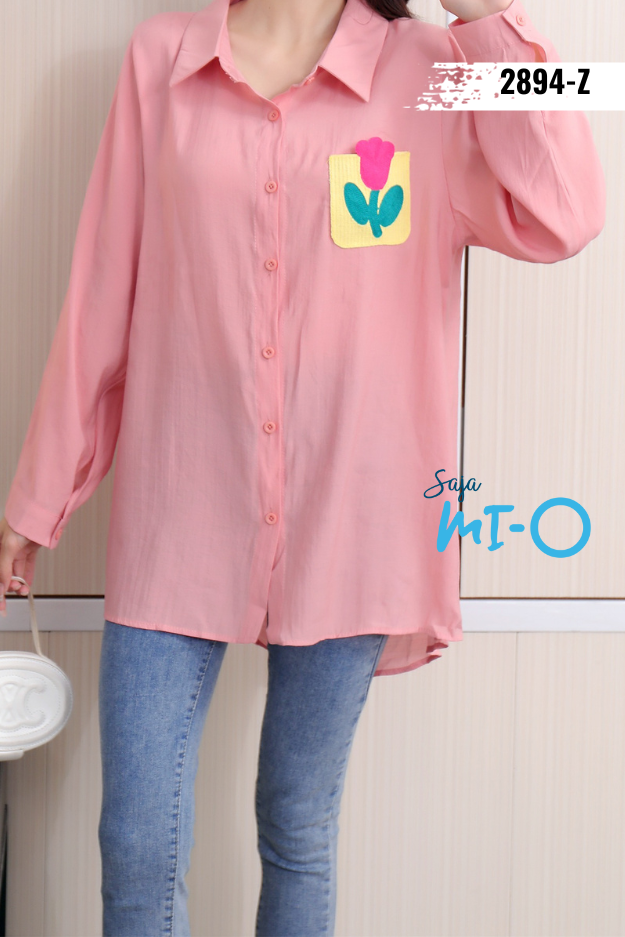 Pink Floral Single Pocket Shirt