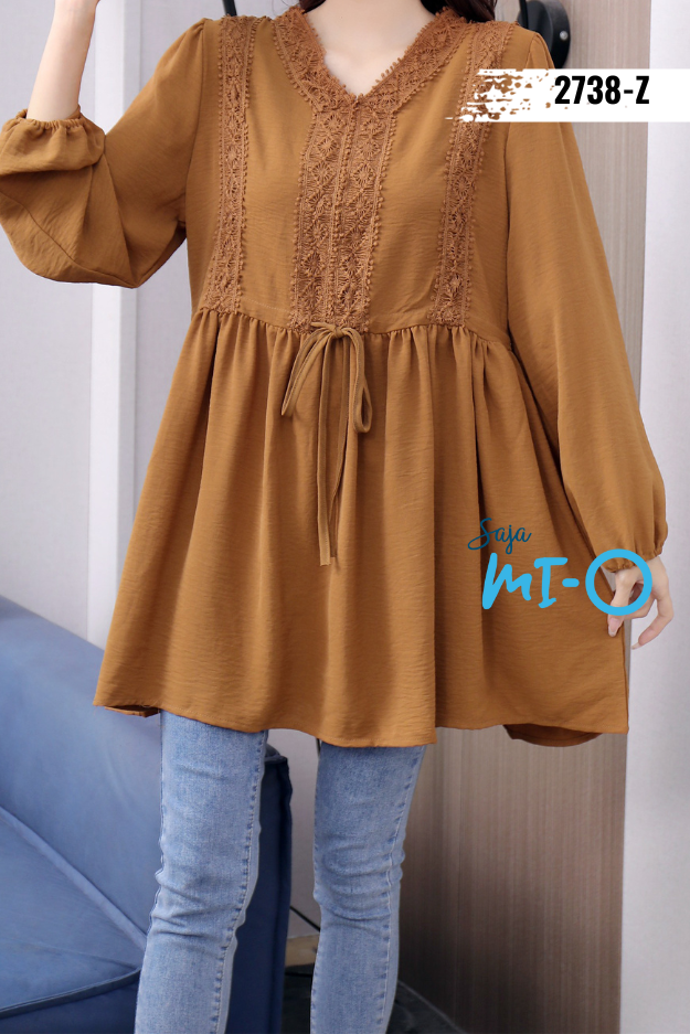 V Neck Tunic Blouse Lace Patchwork Tops