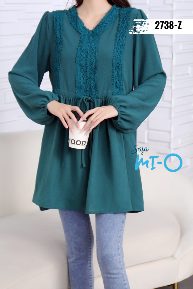 V Neck Tunic Blouse Lace Patchwork Tops