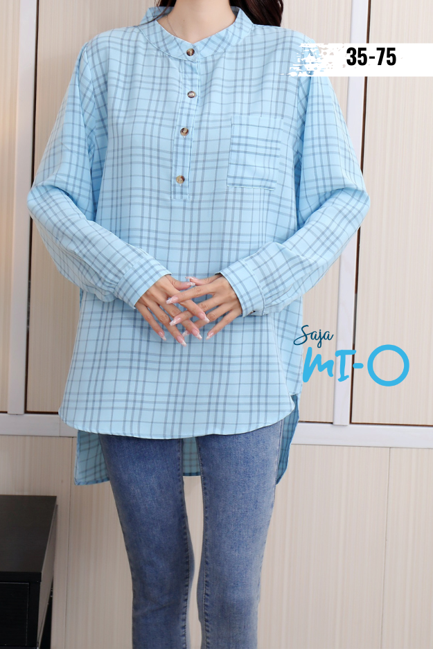 Long Sleeve Checked Top