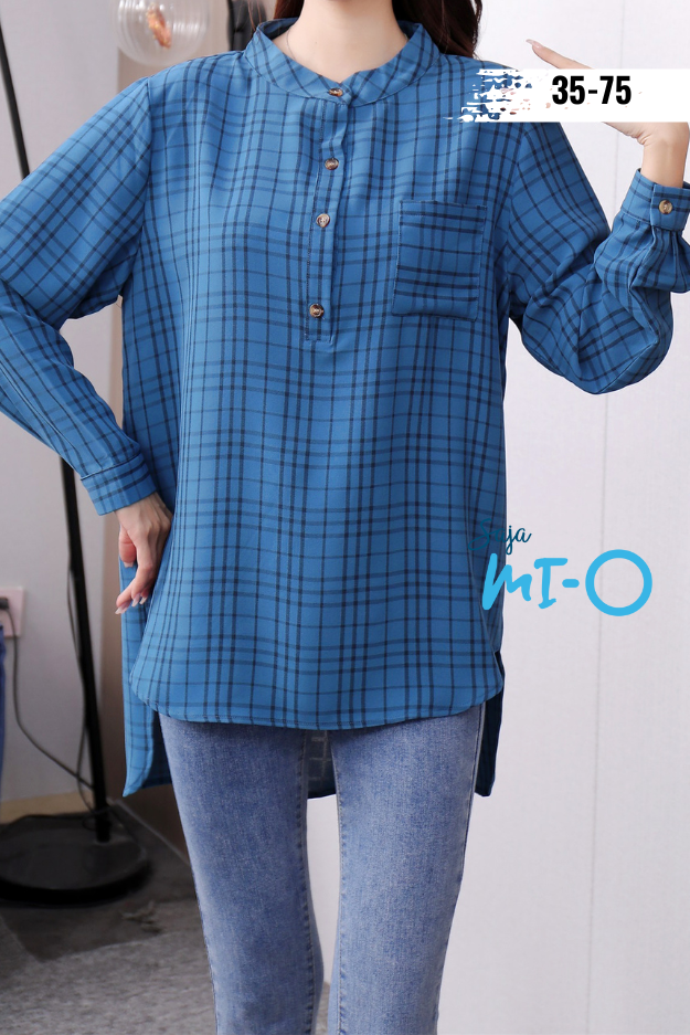 Long Sleeve Checked Top