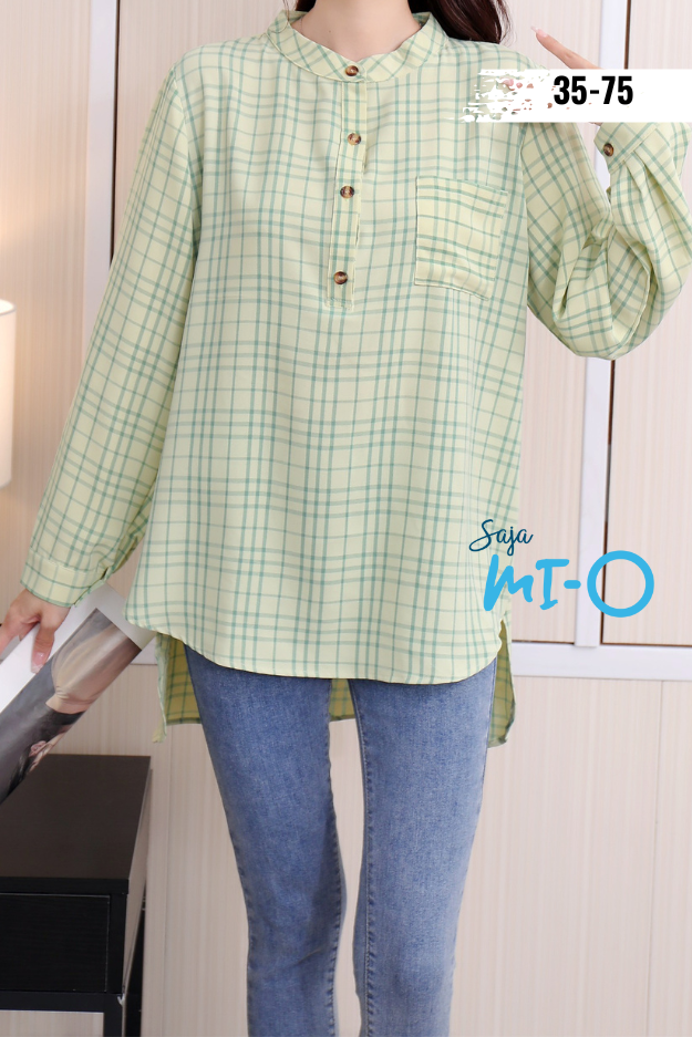 Long Sleeve Checked Top