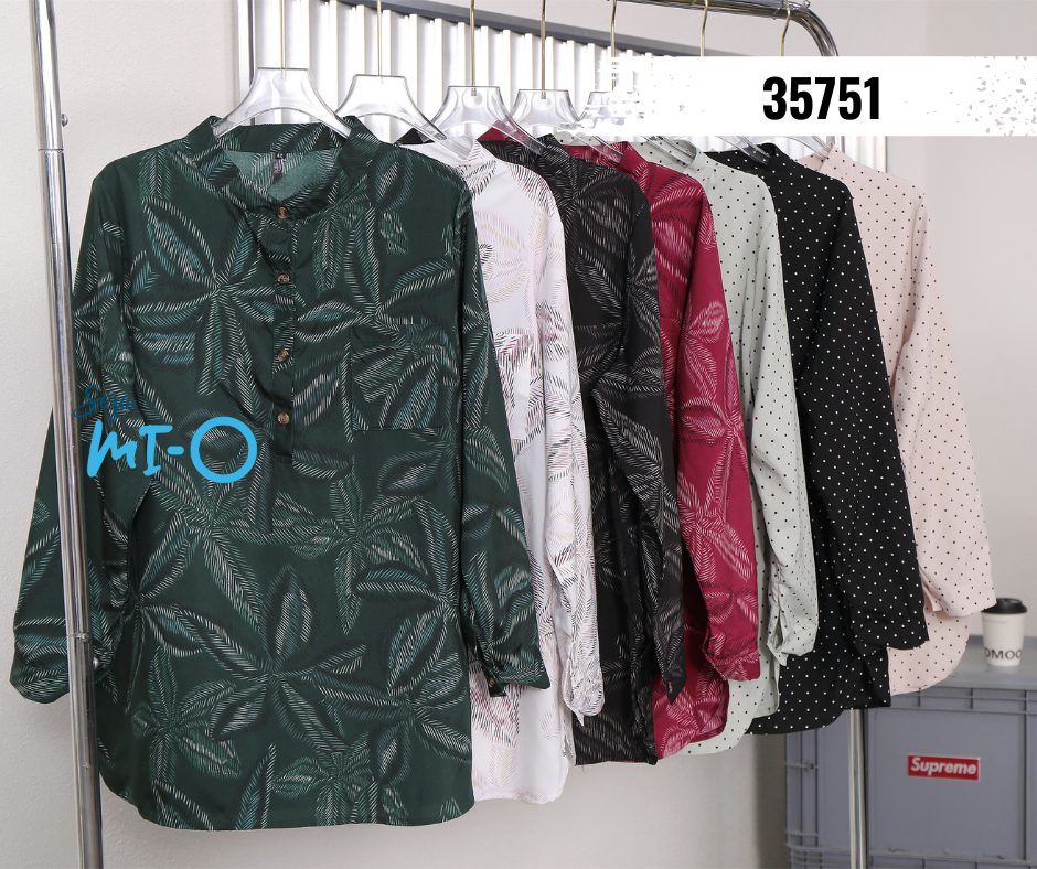 Large Leaves and Small Polka Dots Design Top