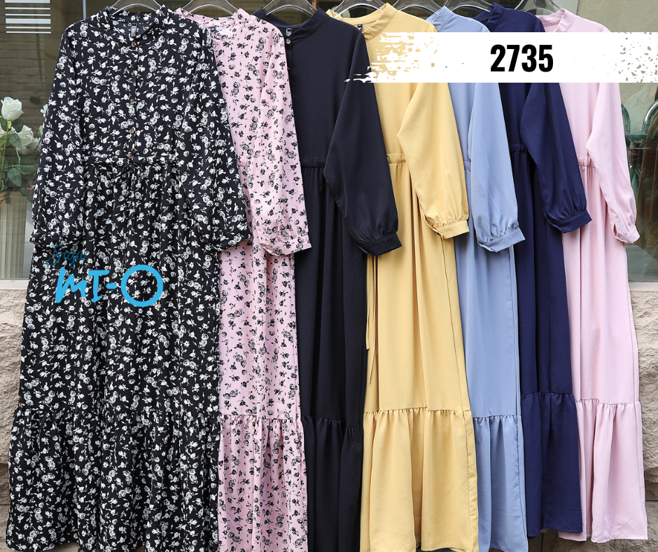 Umbrella Long Sleeve Dresses Plain and Floral Patterns