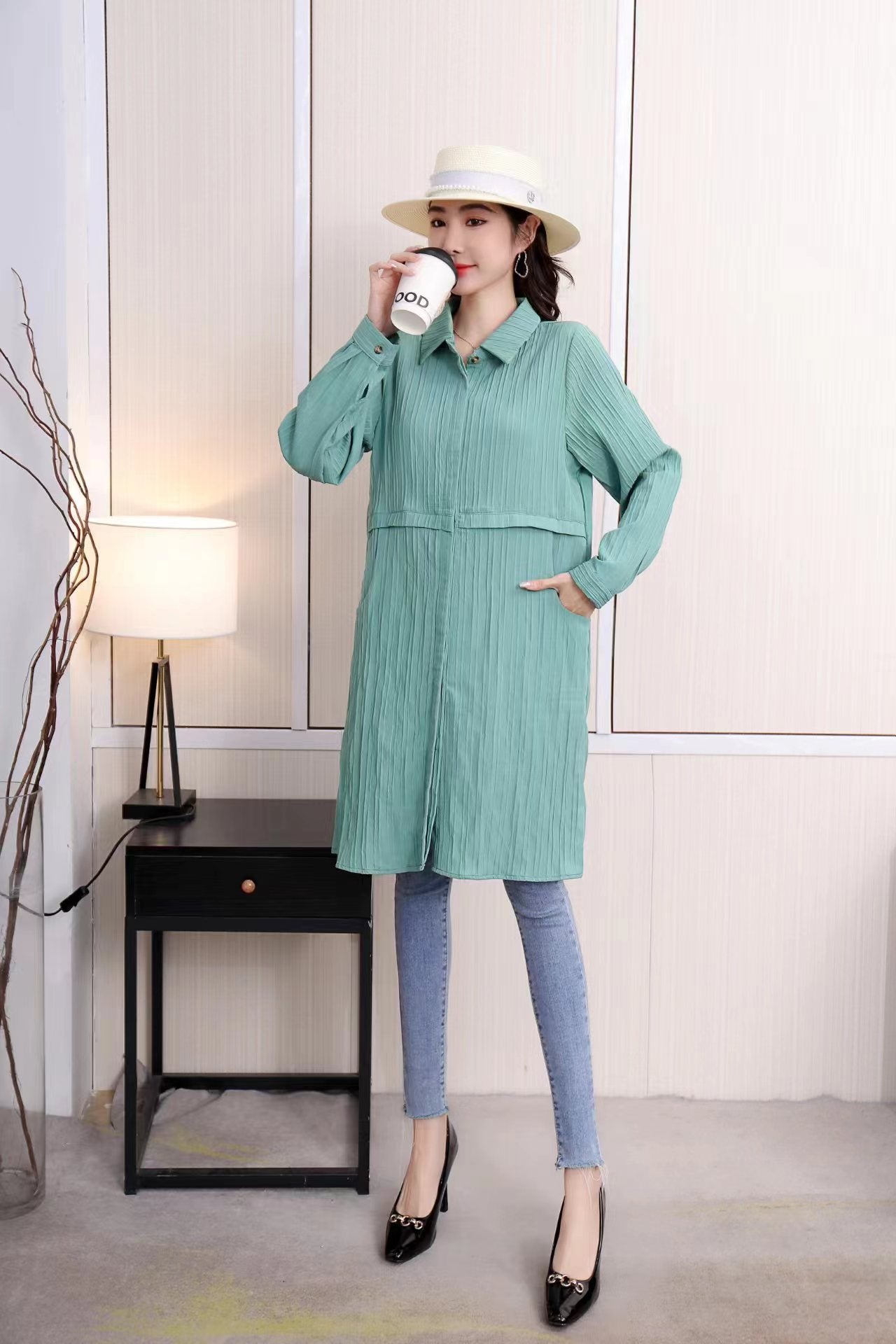 Button Down Long Top