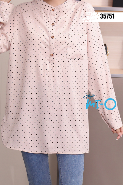 Large Leaves and Small Polka Dots Design Top
