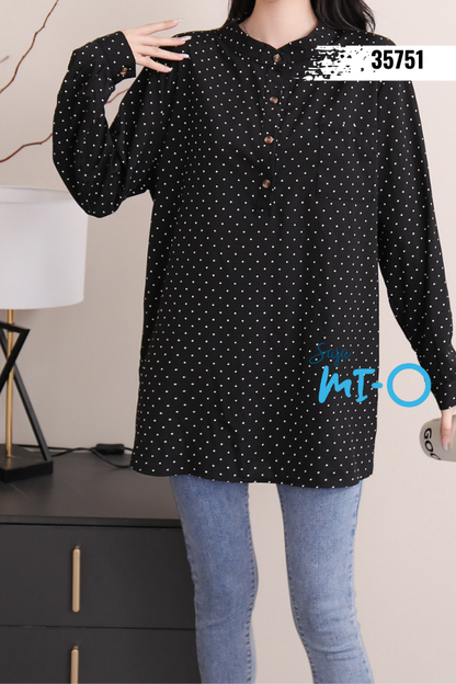 Large Leaves and Small Polka Dots Design Top