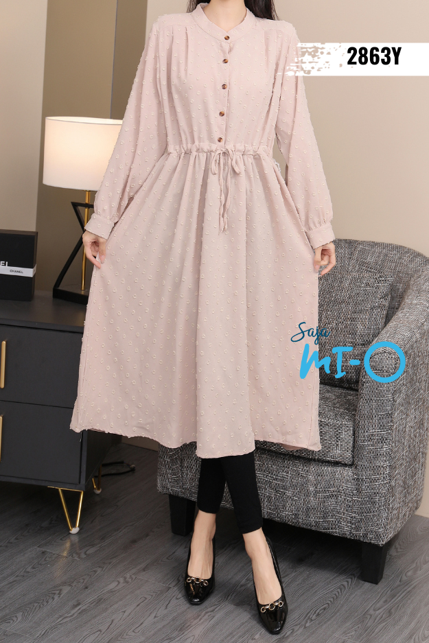 Simple Drawstring Mid-Length Dress