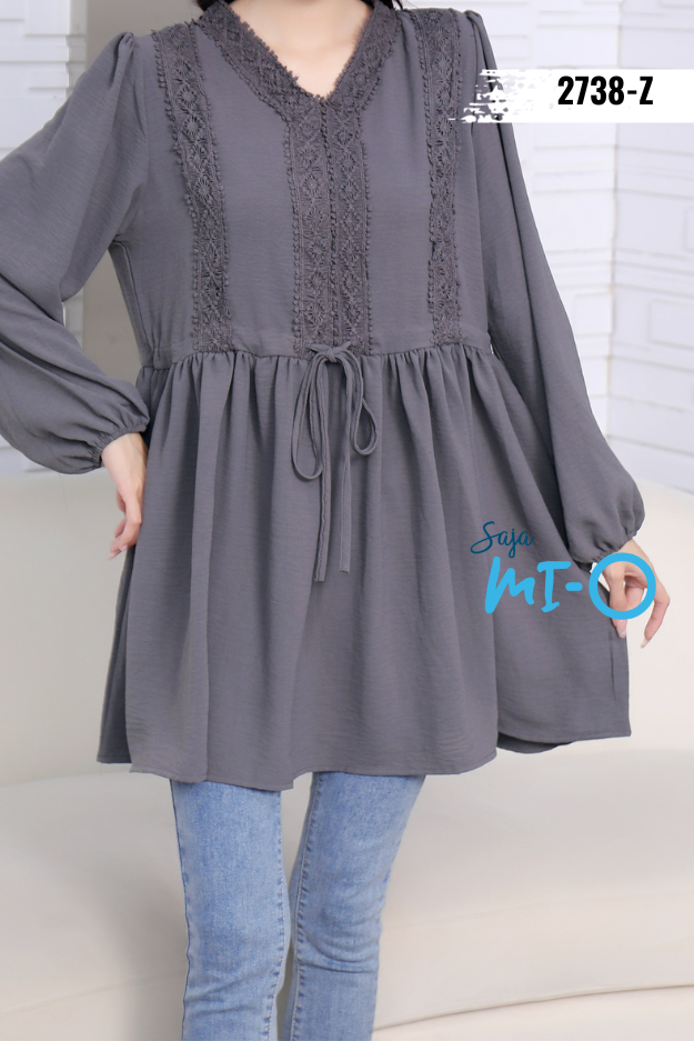 V Neck Tunic Blouse Lace Patchwork Tops